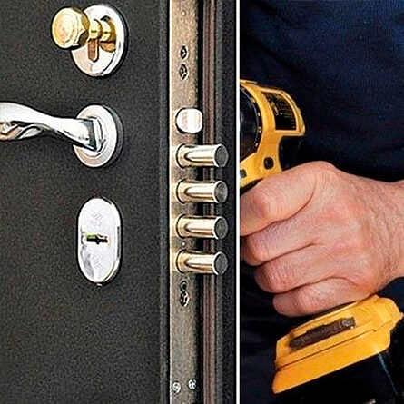 Steel door lock opening
